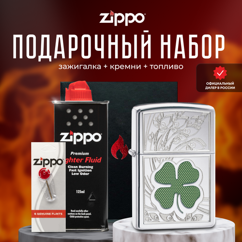   ZIPPO   (   Zippo 24699 Clover High Polish Chrome +  +  125  )   -     , -, 