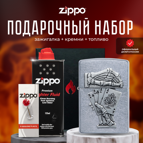   ZIPPO   (   Zippo 49536 Dead Mans Hand Emblem +  +  125  )   -     , -, 
