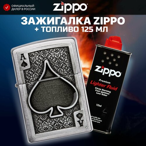   ZIPPO 49637 Ace Of Spades Emblem +     125    -     , -, 