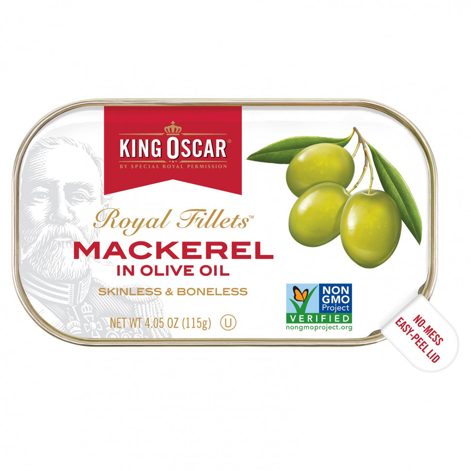  King Oscar, Royal Fillets, Mackerel In Olive Oil, 4.05 oz ( 115 g)    -     , -, 