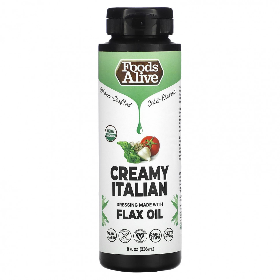  Foods Alive, Dressing Made with Flax Oil, Creamy Italian, 8 fl oz, (236 ml)    -     , -, 