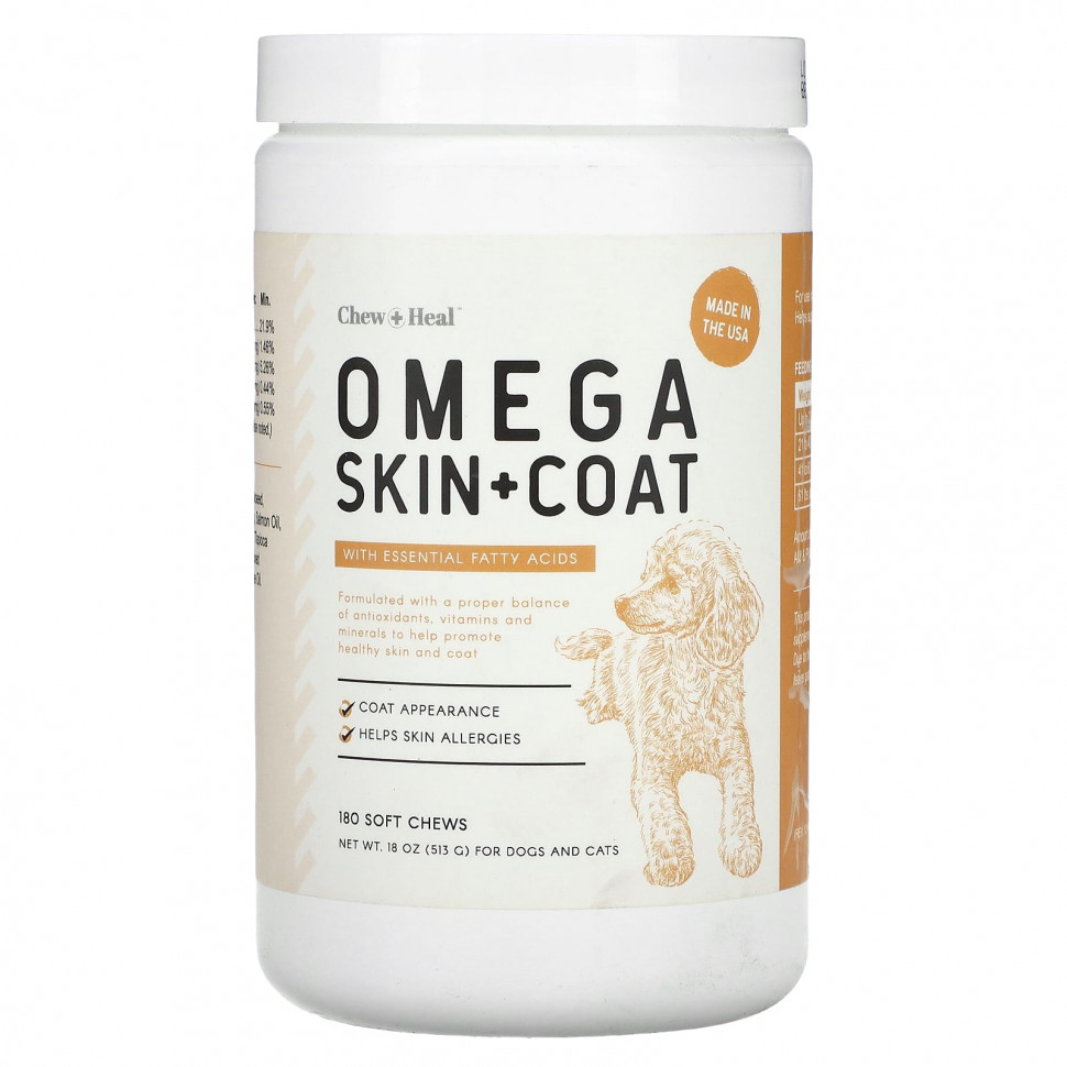  Chew + Heal, Omega Skin + Coat,    ,    , 180  , 513  (18 )    -     , -, 