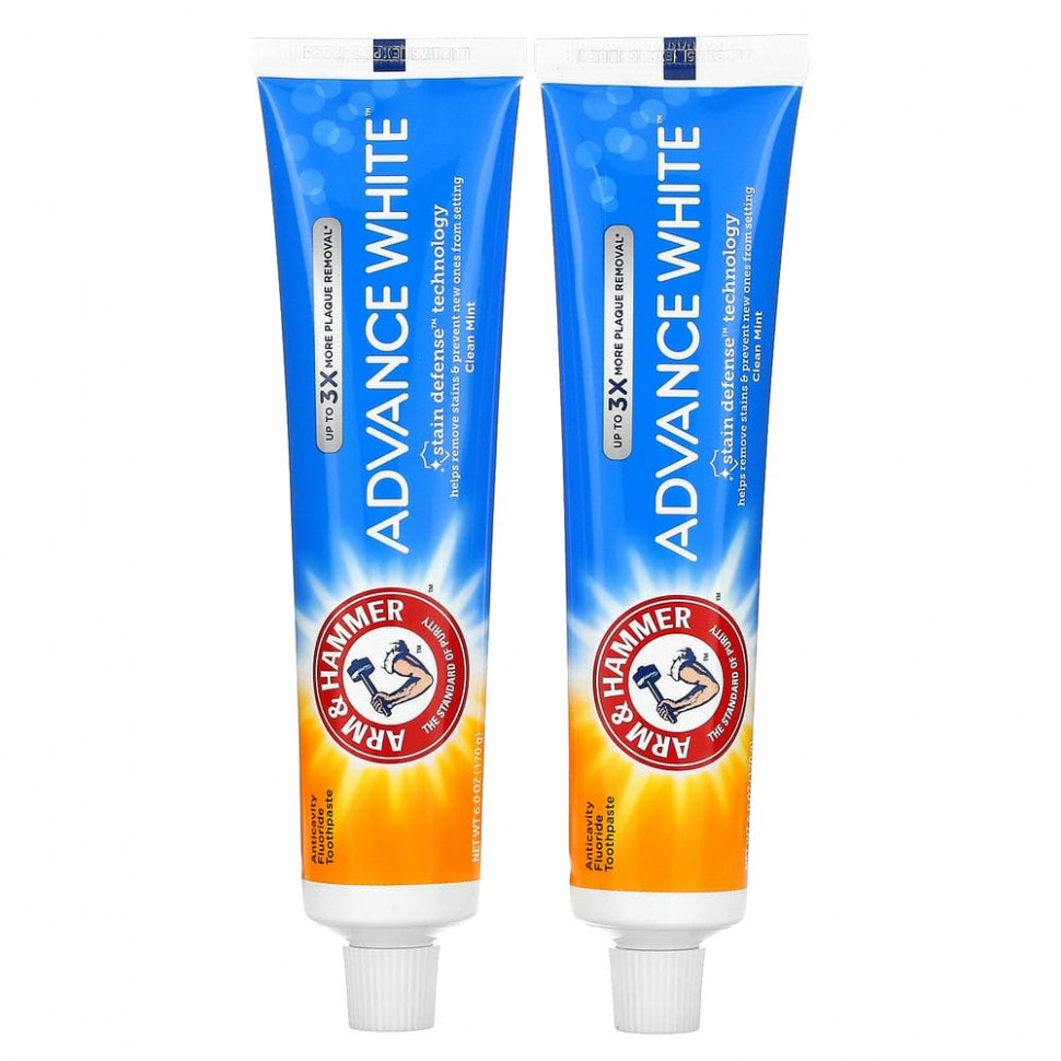  Arm & Hammer, Advance White, Extreme Whitening Toothpaste, Clean Mint, Twin Pack, 6.0 oz (170 g) Each    -     , -, 