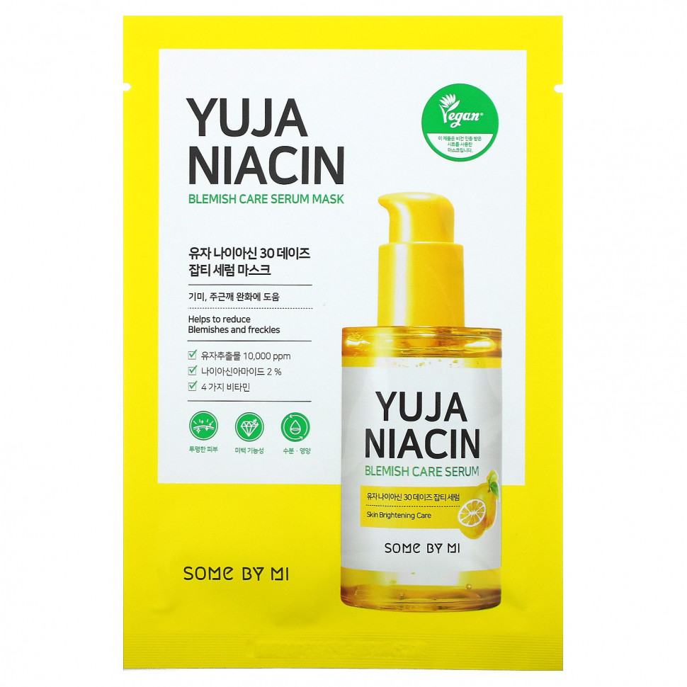  Some By Mi, Yuja Niacin, Blemish Care Serum Mask, 10 Sheets, 0.88 oz (25 g) Each    -     , -, 