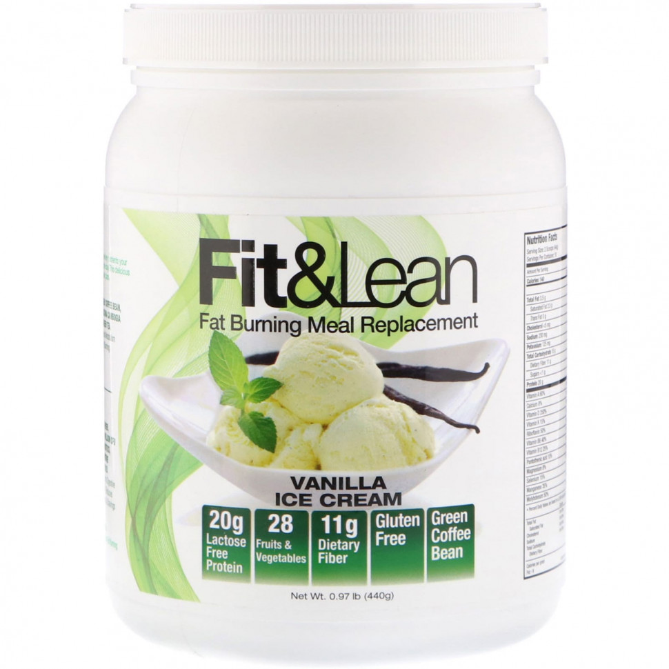  Fit & Lean, Fit & Lean, Fat Burning Meal Replacement, Vanilla Ice Cream, 0.97 lb (440 g)    -     , -, 