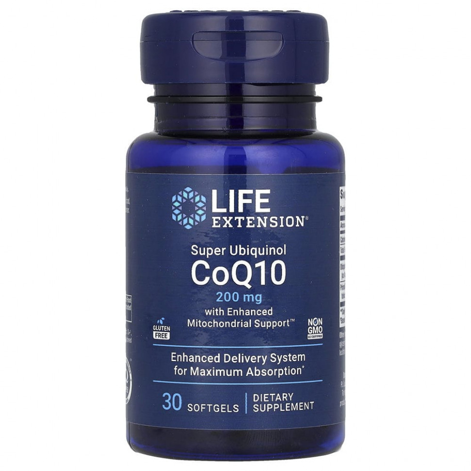  Life Extension, Super Ubiquinol CoQ10    , 200 , 30      -     , -, 