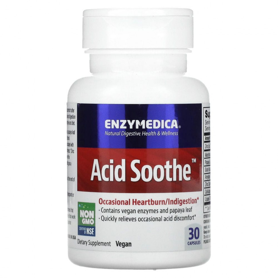  Enzymedica, Acid Soothe, 30     -     , -, 