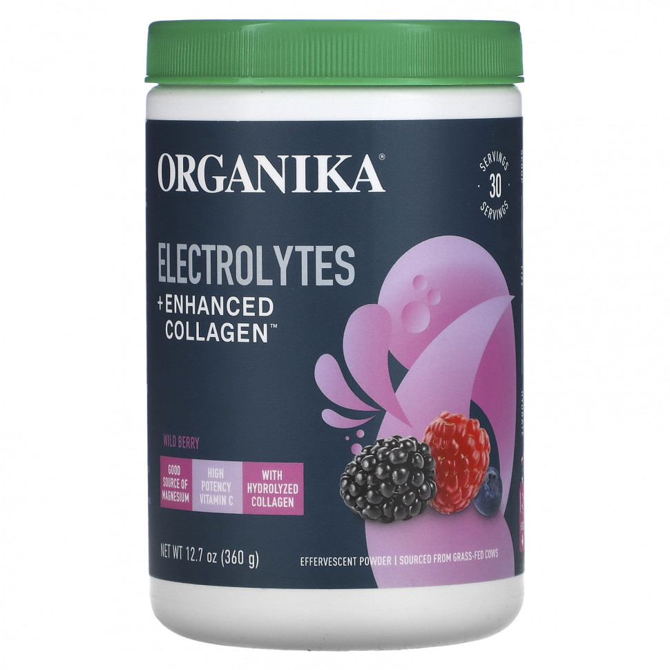  Organika, Electrolytes + Enhanced Collagen, Wild Berry, 12.7 oz (360 g)    -     , -, 