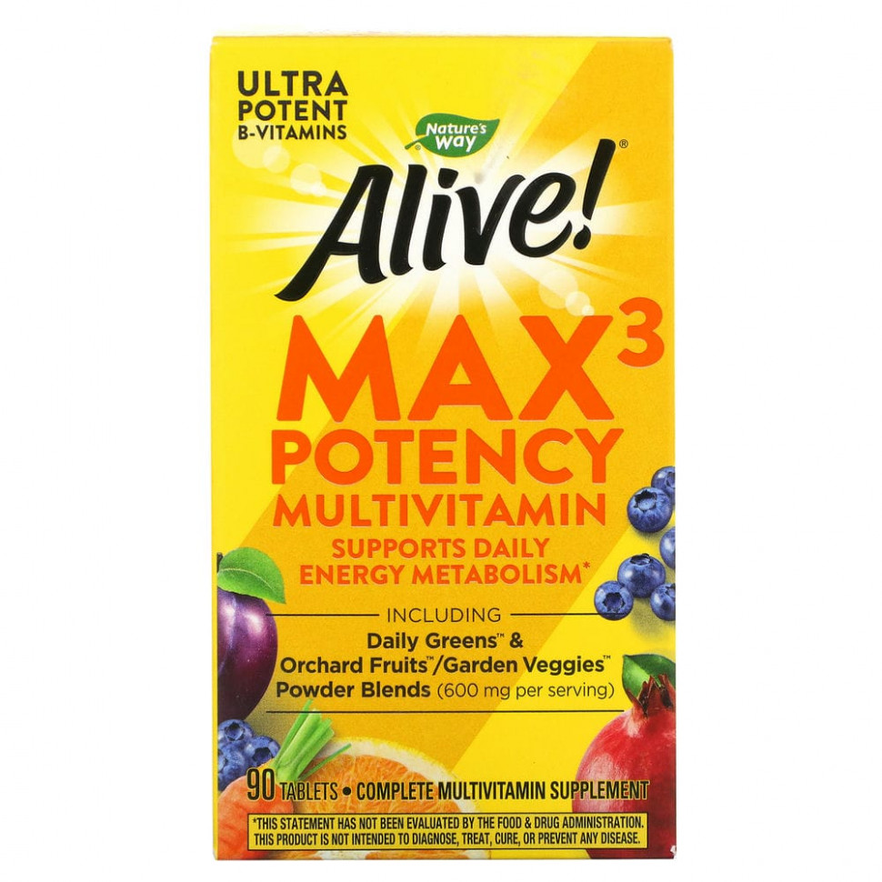  Nature's Way, Alive! Max3 Potency, , 90     -     , -, 