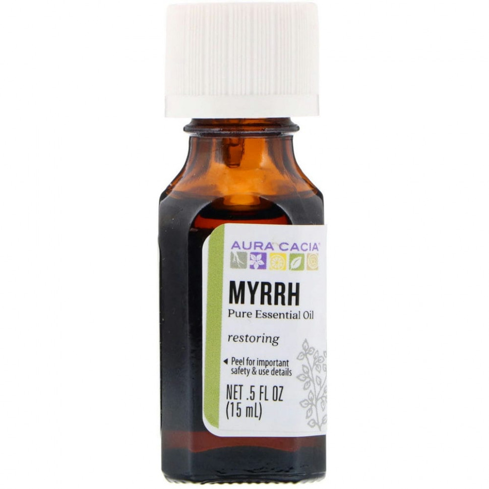  Aura Cacia, Pure Essential Oil, Myrrh, .5 fl oz (15 ml)    -     , -, 