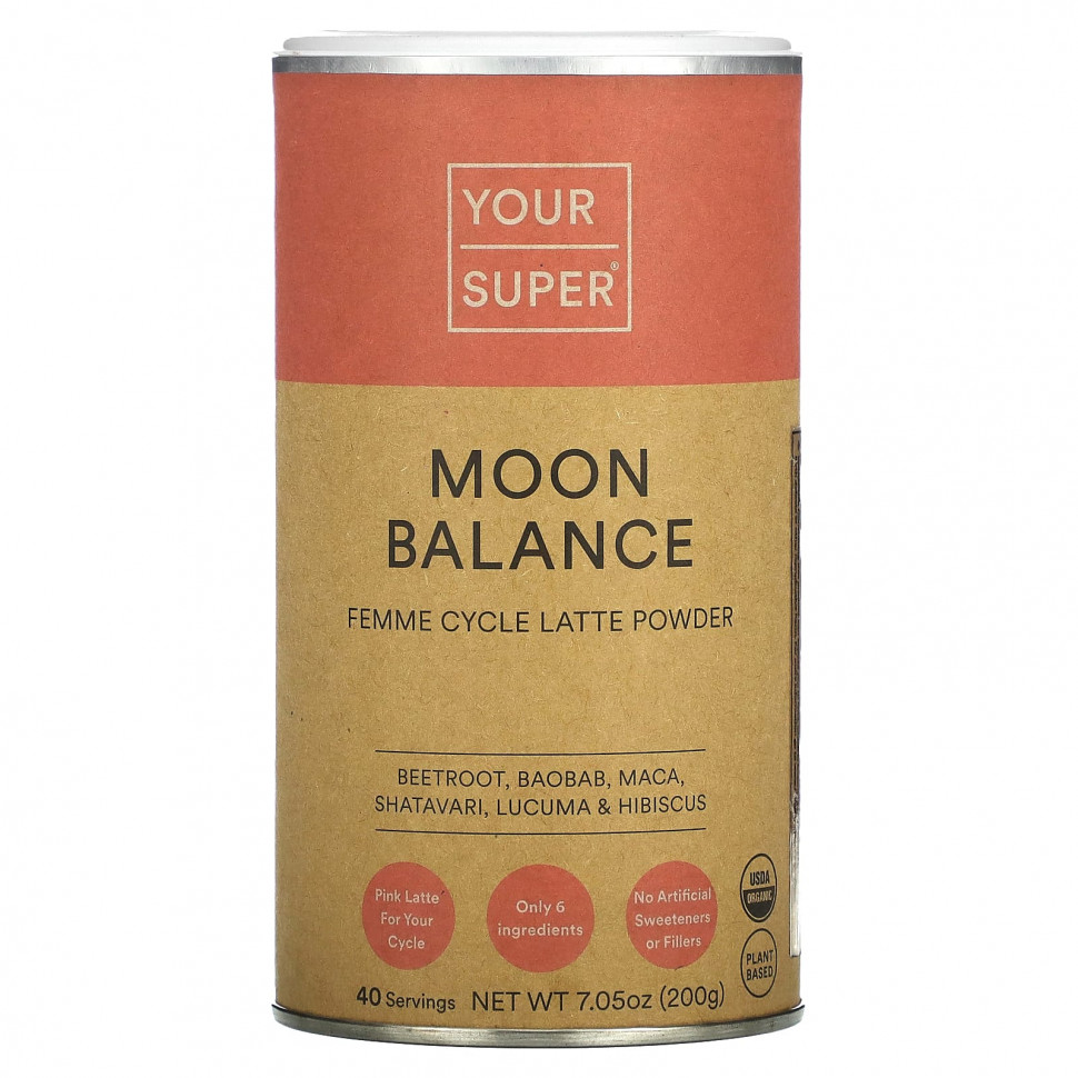  Your Super, Moon Balance, Femme Cycle Latte Powder, 7.05 oz (200 g)    -     , -, 