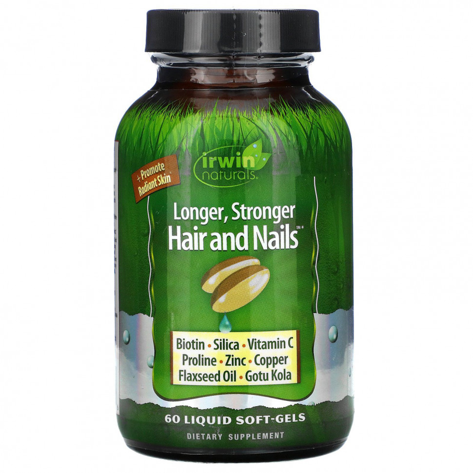  Irwin Naturals, Longer, Stronger Hair and Nails, 60 Liquid Soft-Gels    -     , -, 