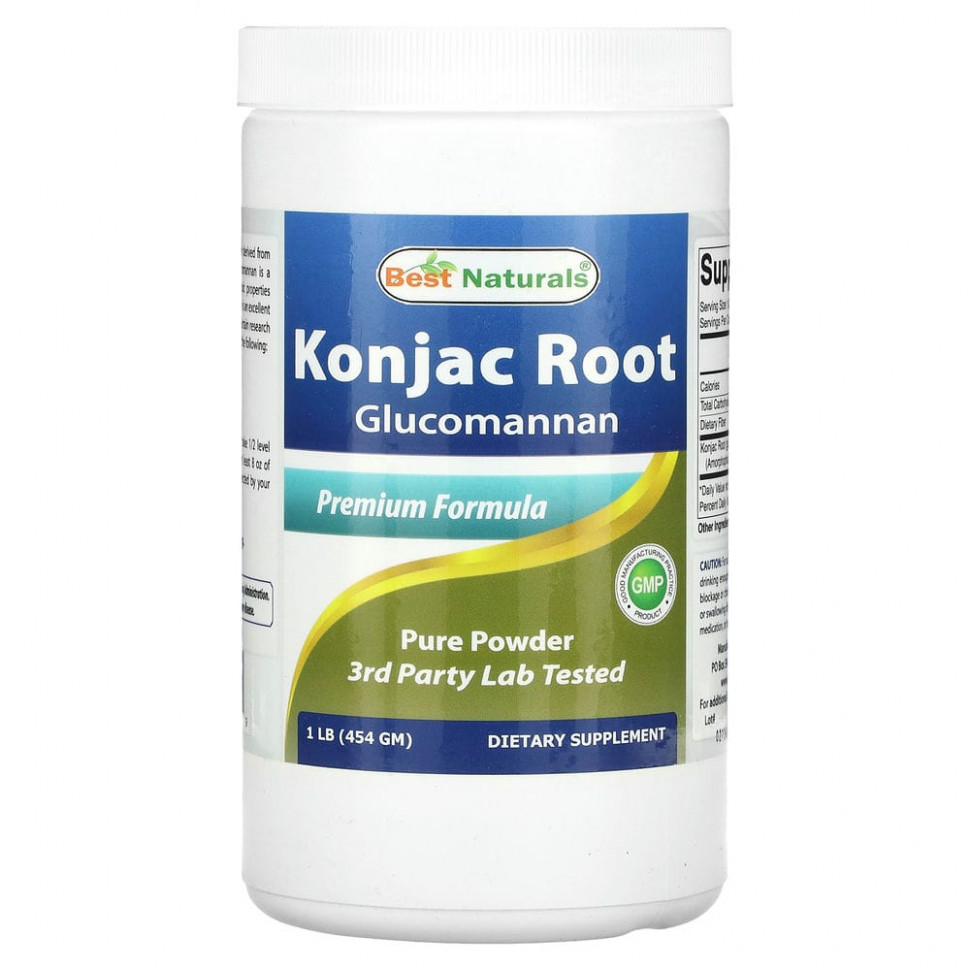  Best Naturals, Konjac Root Glucomannan, Premium Formula, 1 lb (454 g)    -     , -, 