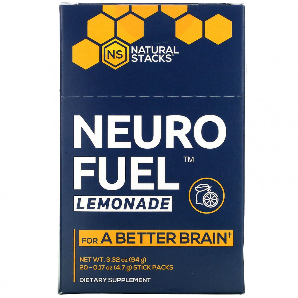  Natural Stacks, Neuro Fuel Lemonade, 20 Stick Packs, 0.17 oz ( 4.7 g) Each    -     , -, 