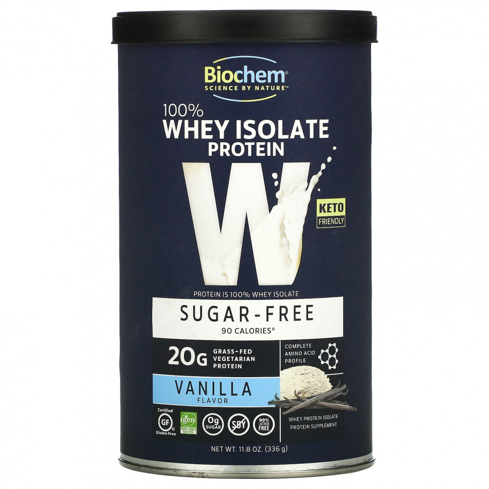  Biochem, 100% Whey Protein, Sugar Free, Vanilla, 11.8 oz (336 g)    -     , -, 