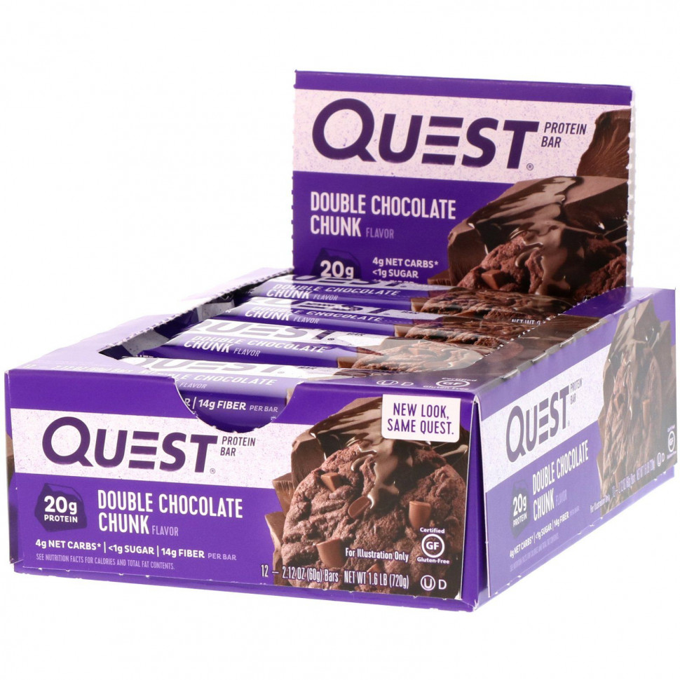  Quest Nutrition, QuestBar, Protein Bar, Double Chocolate Chunk, 12 Bars, 2.12 oz (60 g) Each  Iherb ()  