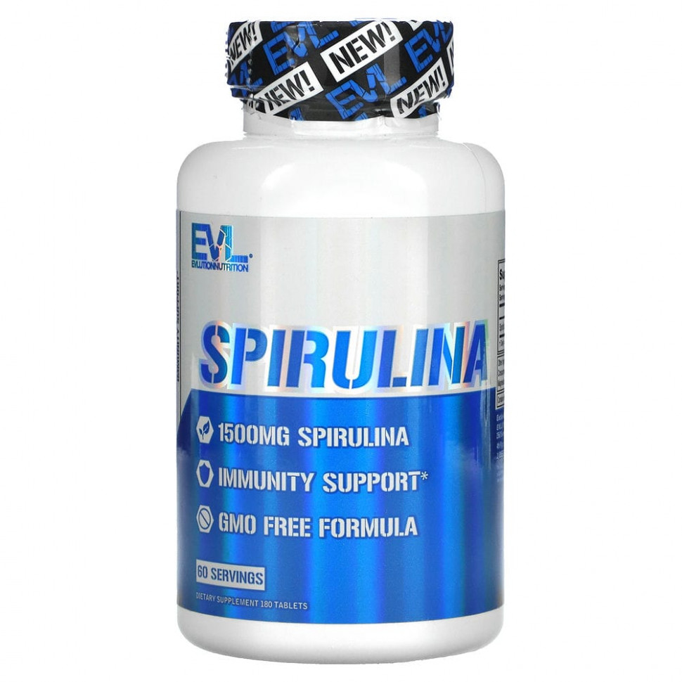  EVLution Nutrition, Spirulina, 500 mg, 180 Tablets    -     , -, 