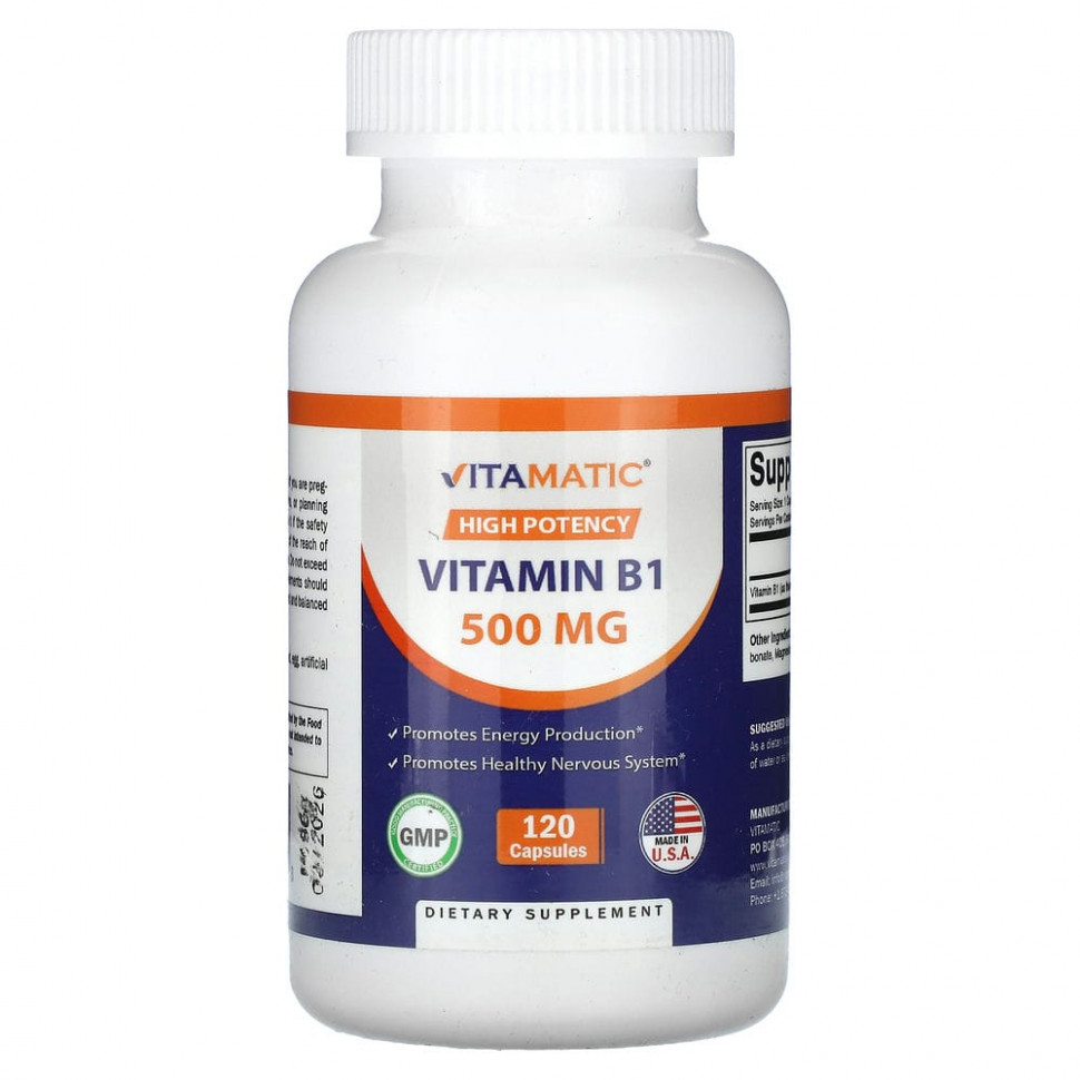  Vitamatic, High Potency,  B1, 500 , 120     -     , -, 