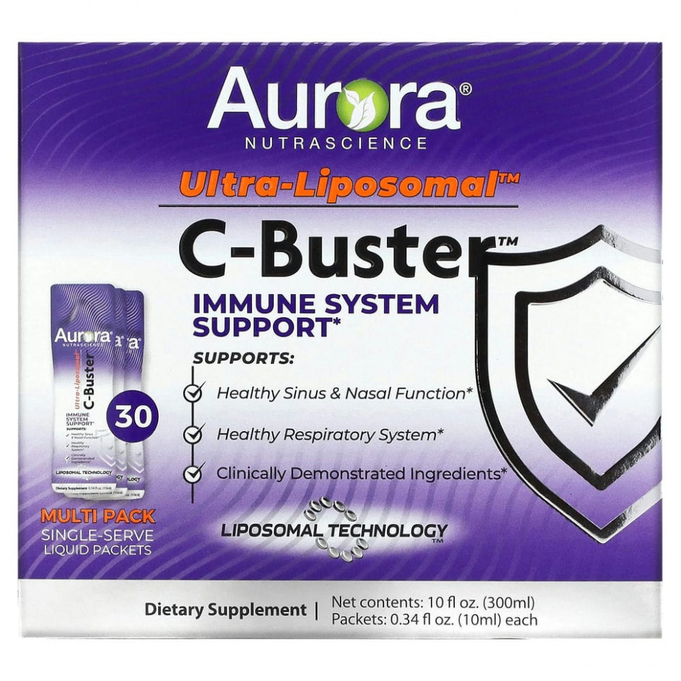  Aurora Nutrascience, Ultra-Liposomal, C-Buster, 30 Packets, 0.34 fl oz (10 ml) Each    -     , -, 