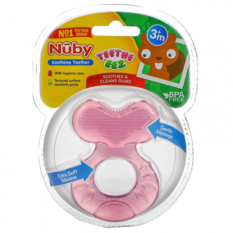  Nuby, Teethe Eez, Soothing Teether, Pink, 3+m, 2 Piece Set  Iherb ()  