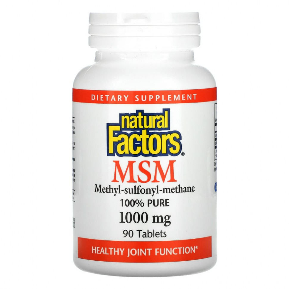  Natural Factors, MSM, Methyl-Sulfonyl-Methane, 1,000 mg, 90 Tablets  Iherb ()  