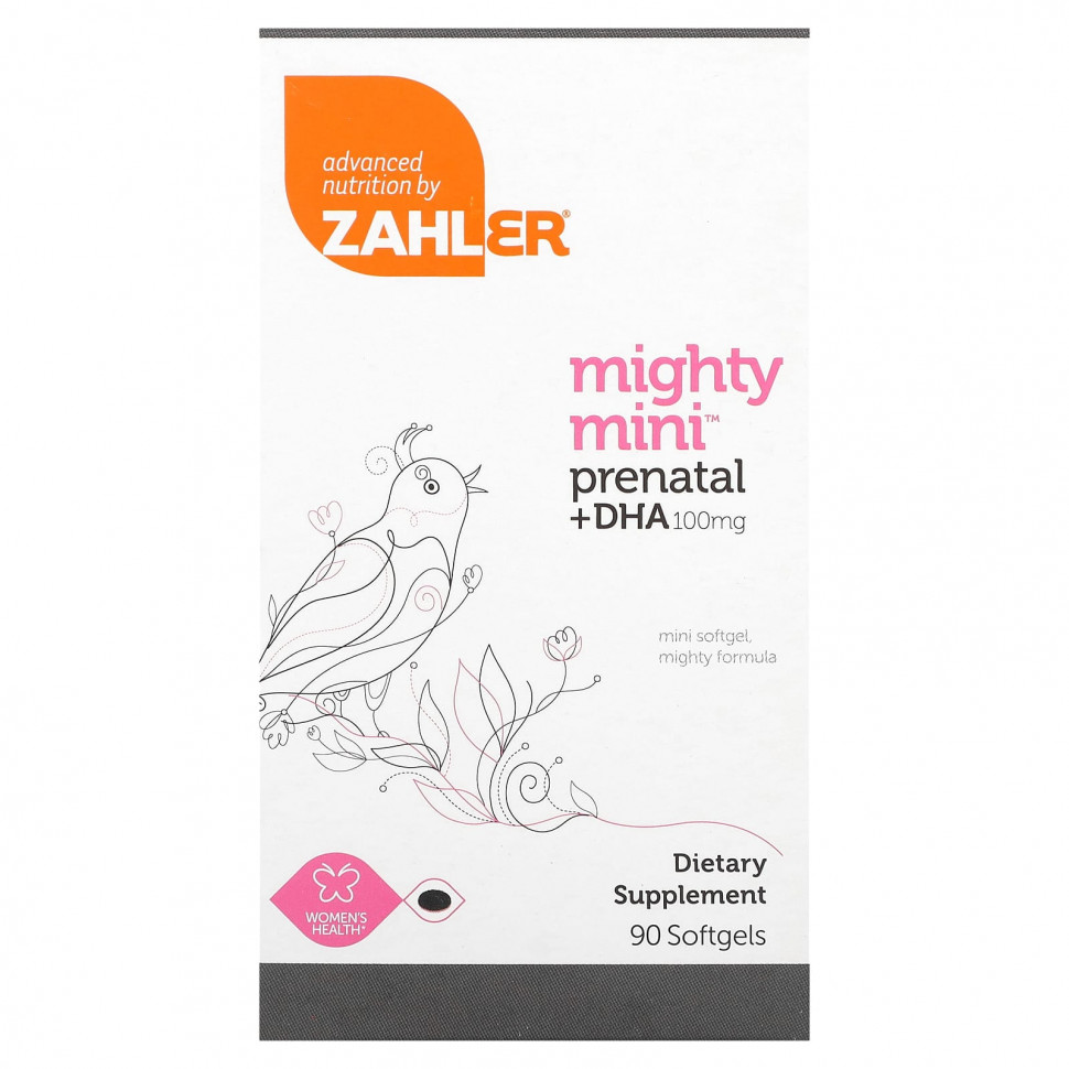  Zahler, Mighty Mini Prenatal + DHA, 100 , 90      -     , -, 