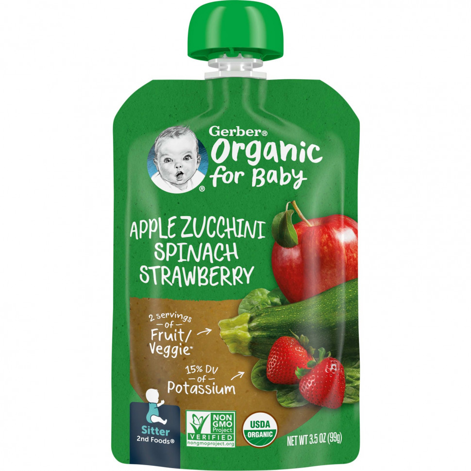  Gerber, Organic for Baby, 2nd Foods, , ,   , 99  (3,5 )    -     , -, 