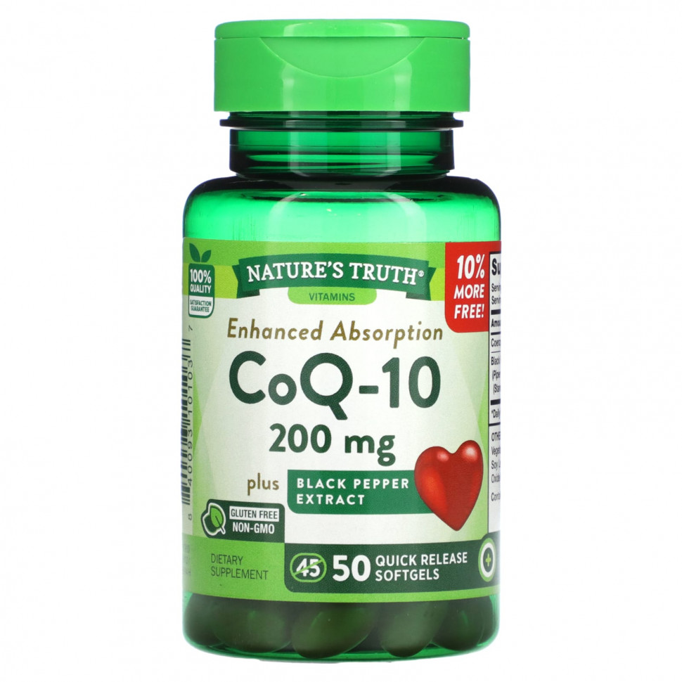  Nature's Truth, Enhanced Absorbs, CoQ-10, 200 , 50        -     , -, 