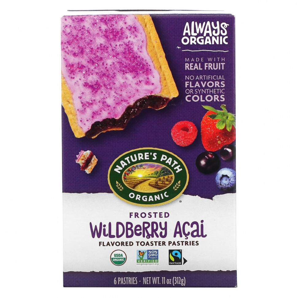  Nature's Path, Toaster Pastries, Frosted Wildberry Acai, 6 Pastries, 52 g Each    -     , -, 