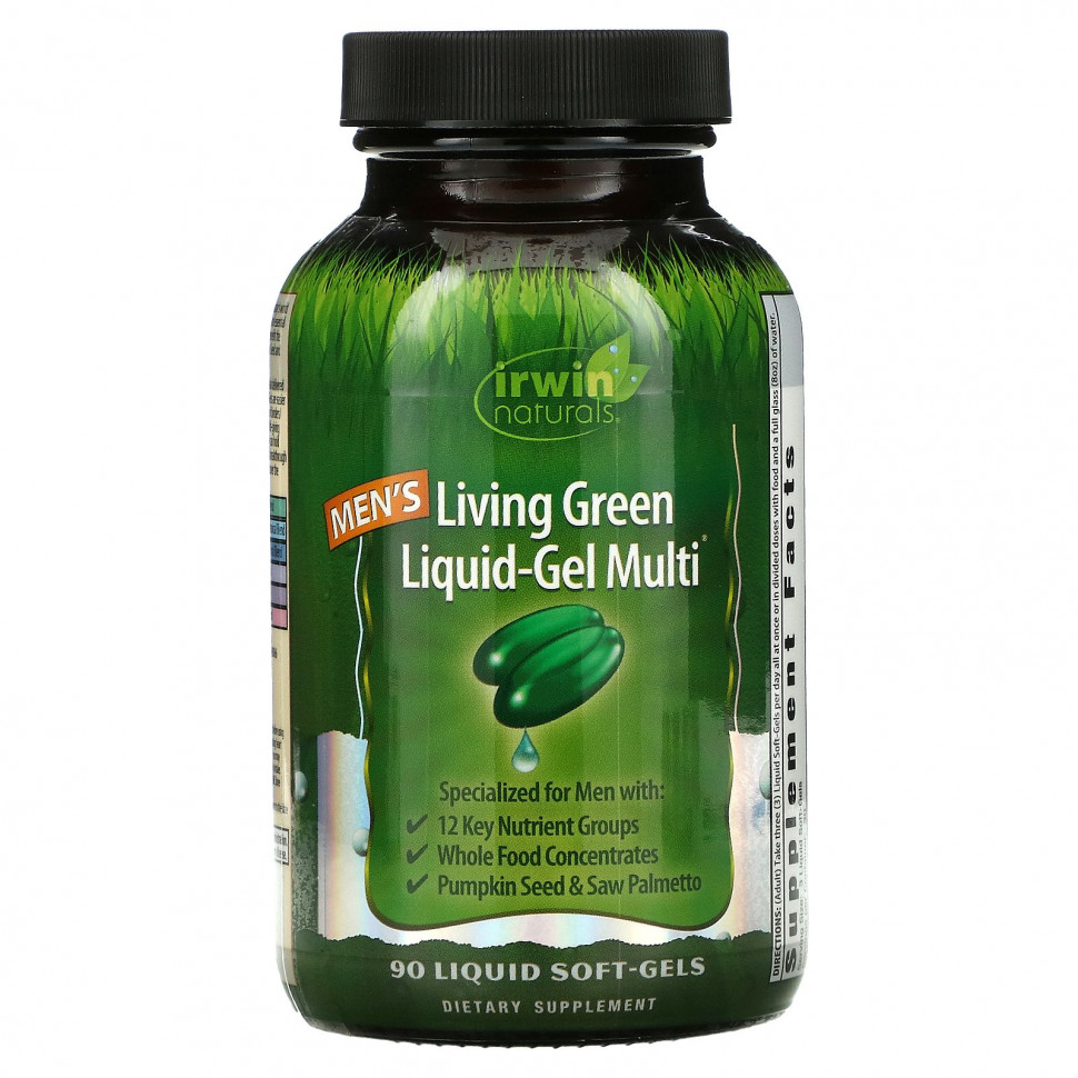  Irwin Naturals, Men's Living Green Liquid-Gel Multi, 90         -     , -, 