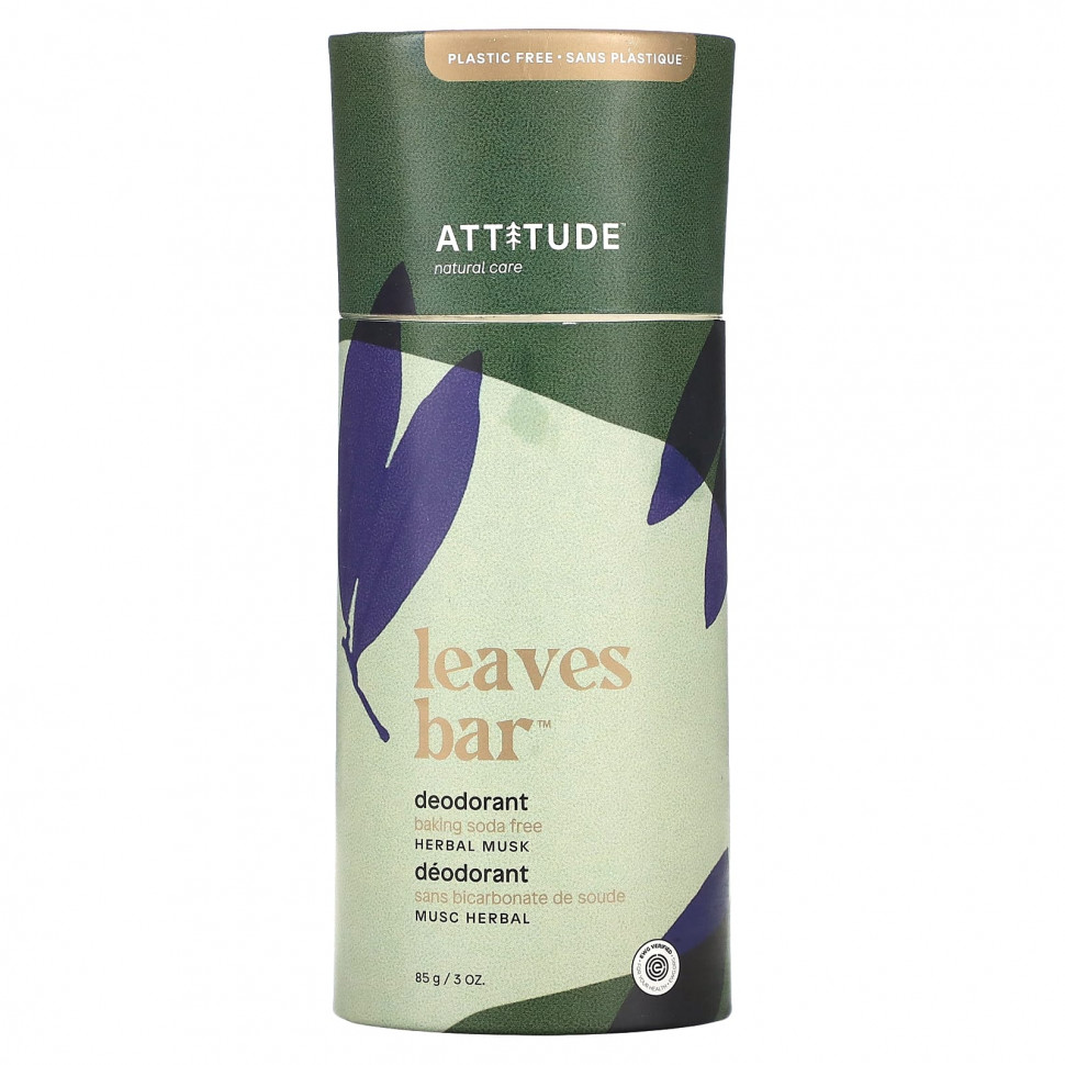  ATTITUDE, Leaves Bar, Deodorant, Herbal Musk, 3 oz (85 g)    -     , -, 