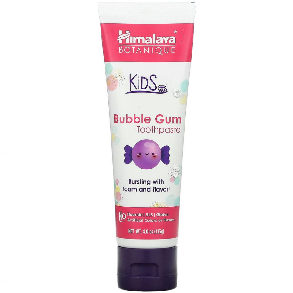  Himalaya, Botanique, Kids Toothpaste, Bubble Gum, 4.0 oz (113 ml)    -     , -, 