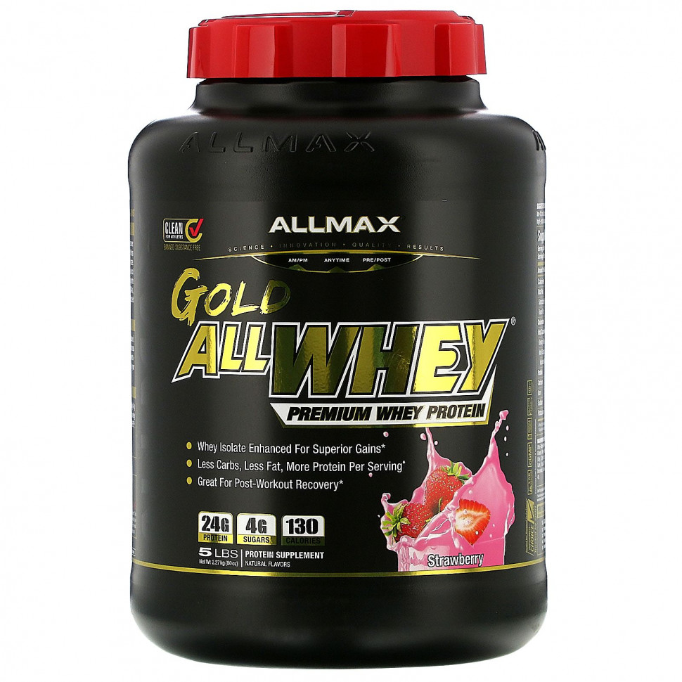  ALLMAX Nutrition, AllWhey Gold, Premium Whey Protein, Strawberry, 5 lbs. (2.27 kg)    -     , -, 