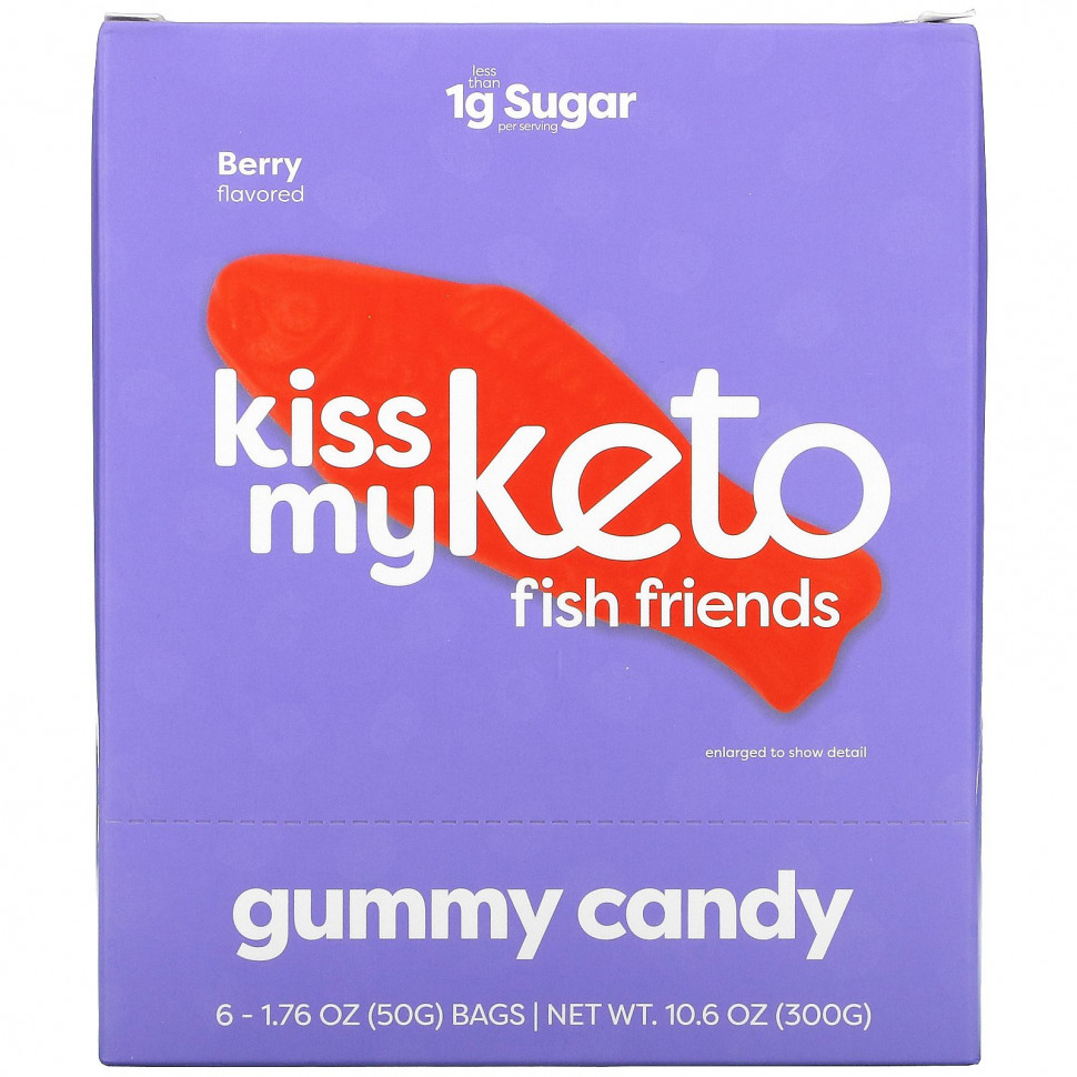  Kiss My Keto, Fish Friends Gummy Candy, Berry Flavor, 6 Bags, 1.76 oz ( 50 g) Each    -     , -, 