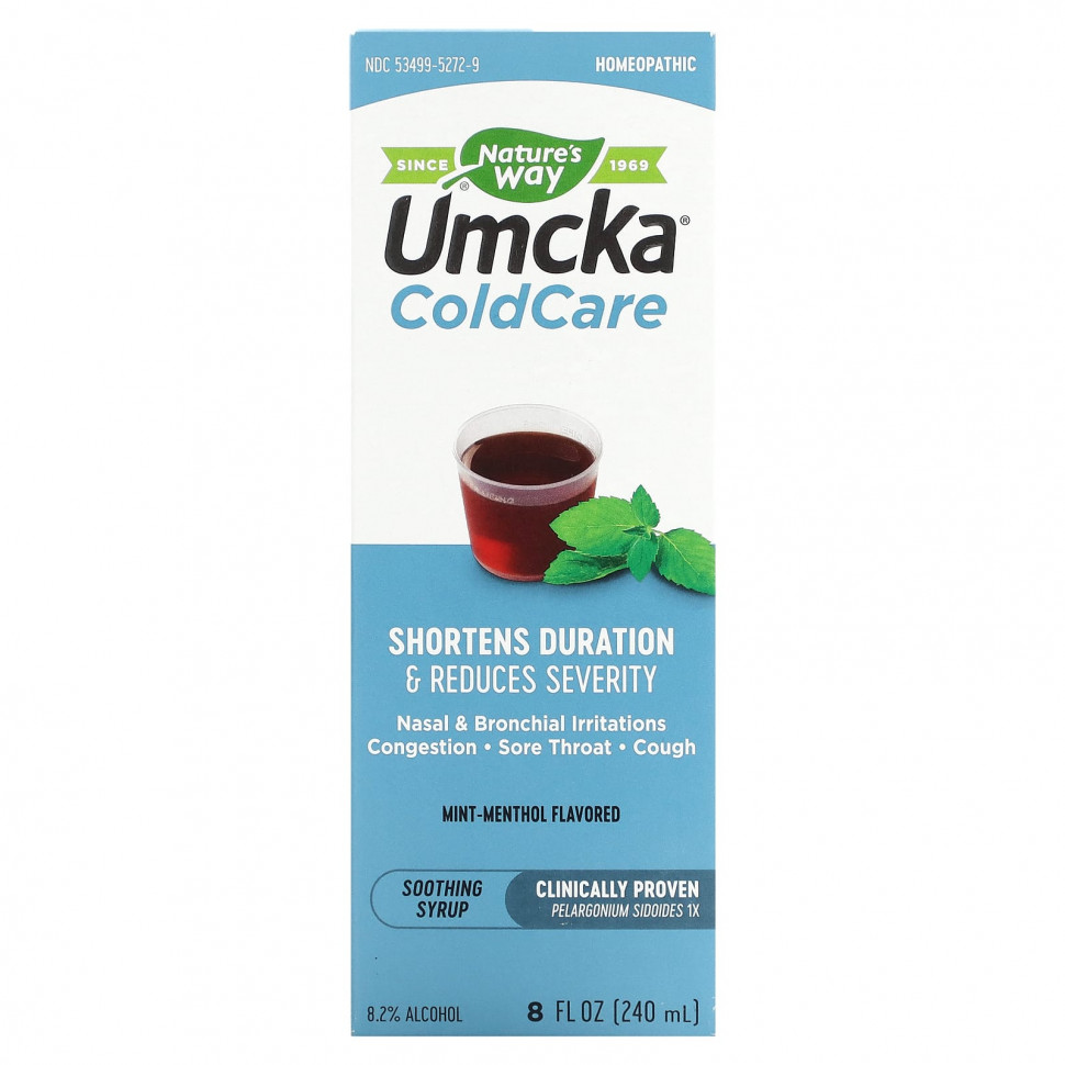 ���� Nature's Way, Umcka, ColdCare, Soothing Syrup, Mint Menthol , 8 oz (240 ml)  Iherb (������) ������ ������