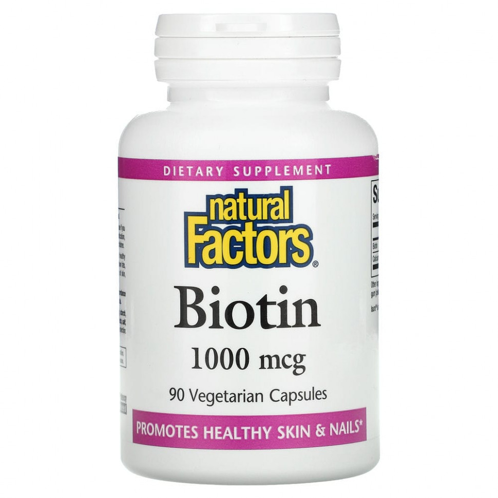  Natural Factors, Biotin, 1000 mcg, 90 Vegetarian Capsules    -     , -, 