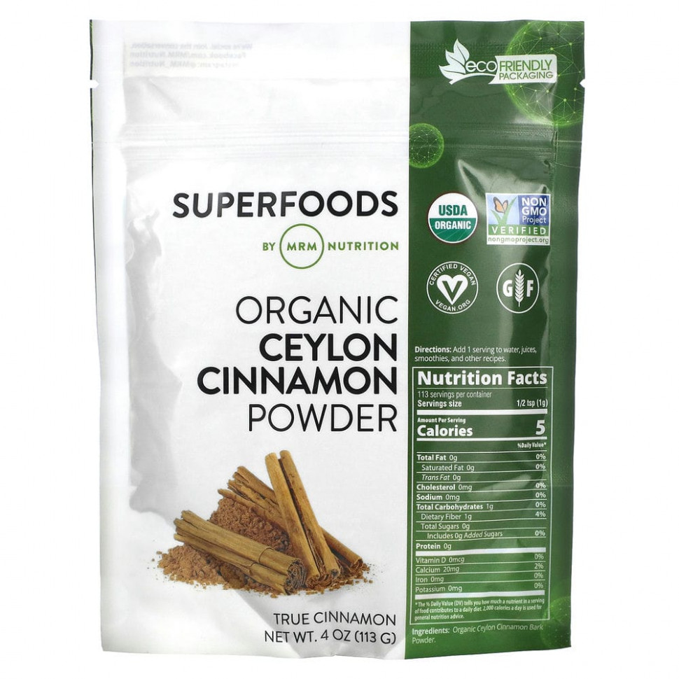  MRM Nutrition, Organic Ceylon Cinnamon Powder, 4 oz (113 g)    -     , -, 