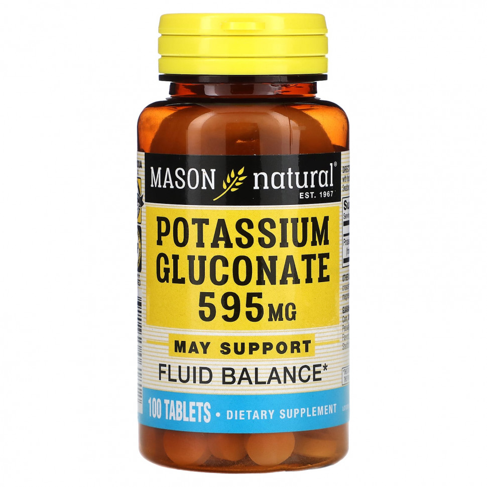  Mason Natural, Potassium Gluconate, 595 mg, 100 Tablets    -     , -, 