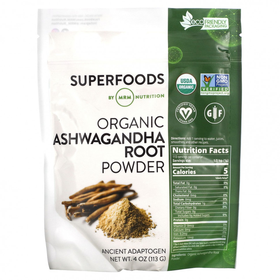  MRM Nutrition, Organic Ashwagandha Root Powder, 4 oz (113 g)    -     , -, 