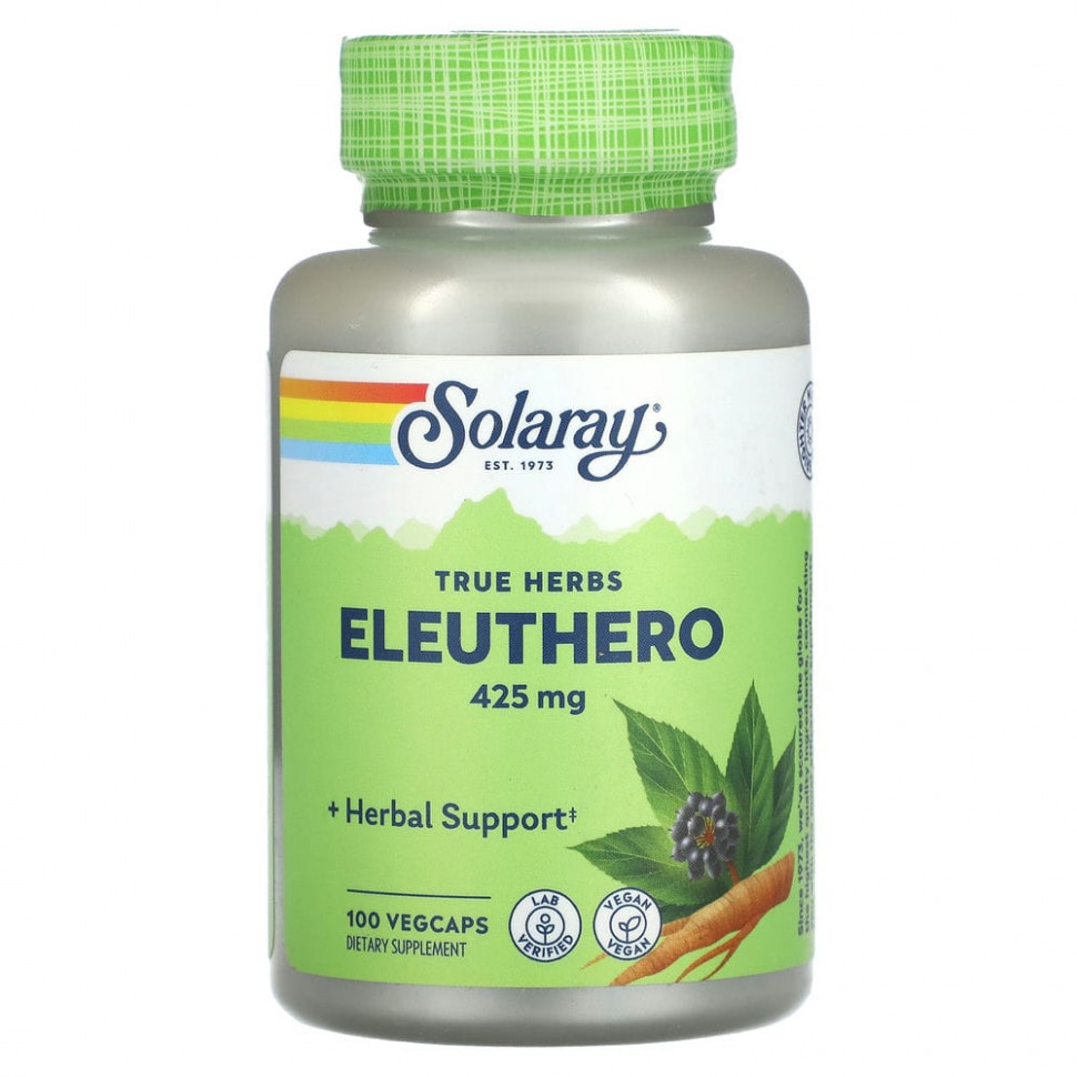  Solaray, True Herbs, Eleuthero, 425 , 100      -     , -, 