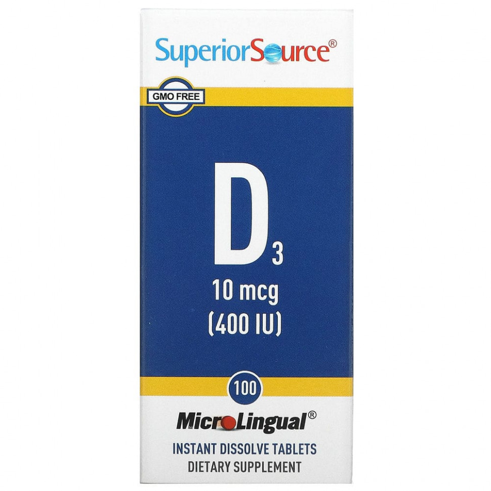  Superior Source, MicroLingual,  D3, 400 IU, 100     -     , -, 