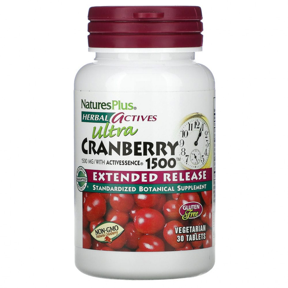 ���� NaturesPlus, Herbal Actives, Ultra Cranberry 1500, 1500 ���, 30 ��������  Iherb (������) ������ ������
