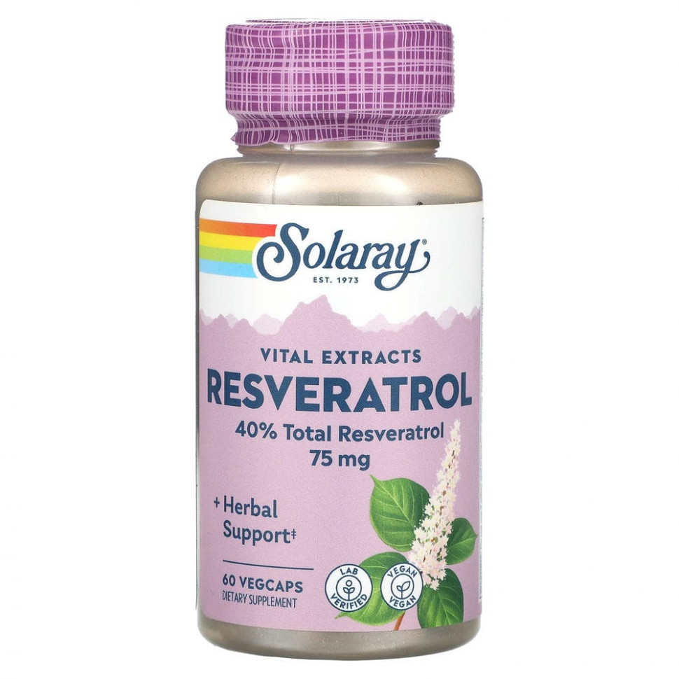  Solaray, Vital Extracts, Resveratrol, 75 mg, 60 VegCaps    -     , -, 