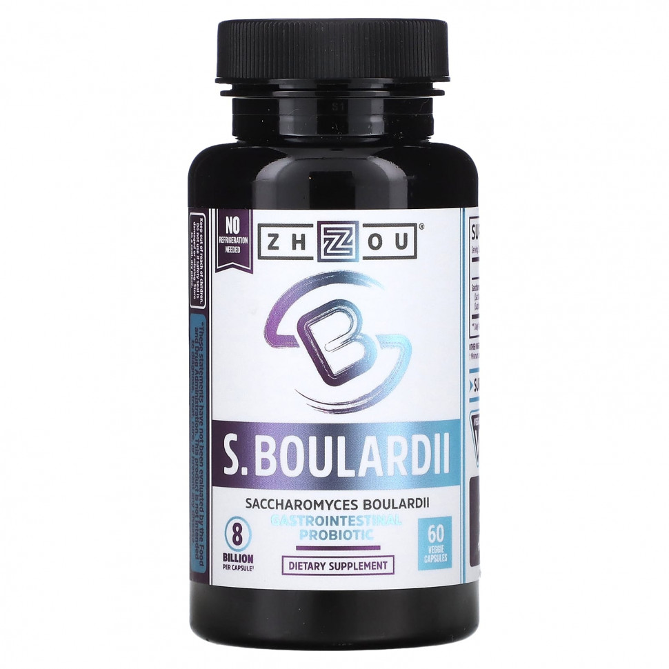  Zhou Nutrition, Saccharomyces Boulardii, Gastrointestinal Probiotic, 8 Billion, 60 Veggie Capsules    -     , -, 