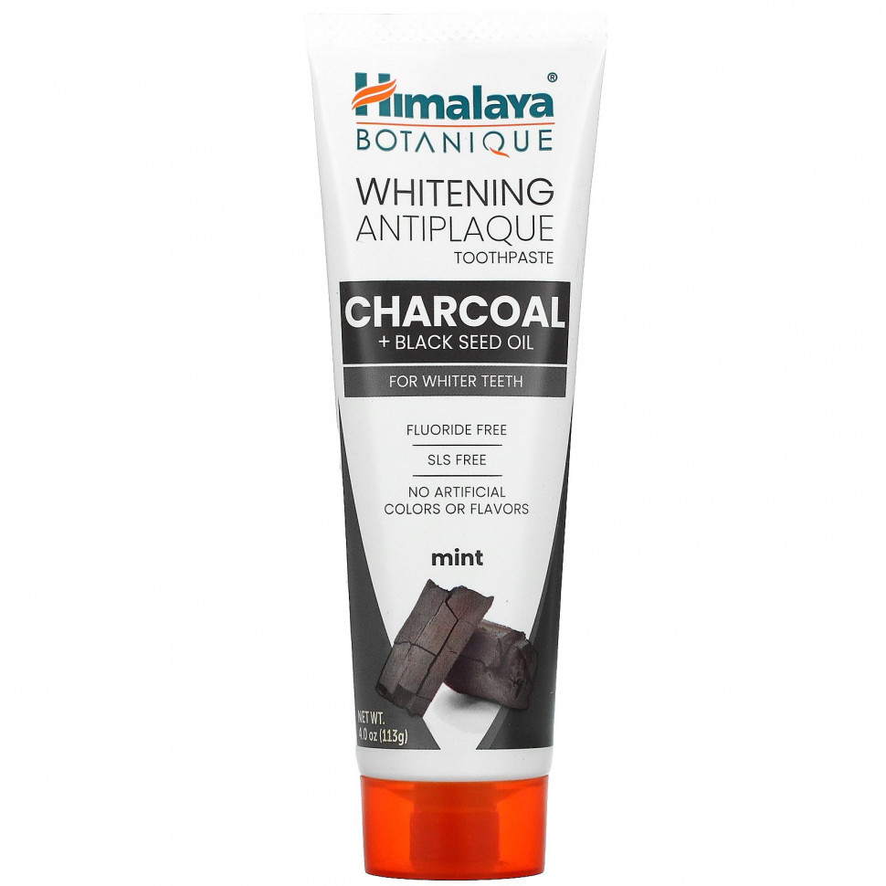  Himalaya, Whitening Antiplaque Toothpaste, Charcoal + Black Seed Oil, Mint , 4.0 oz ( 113 g)    -     , -, 