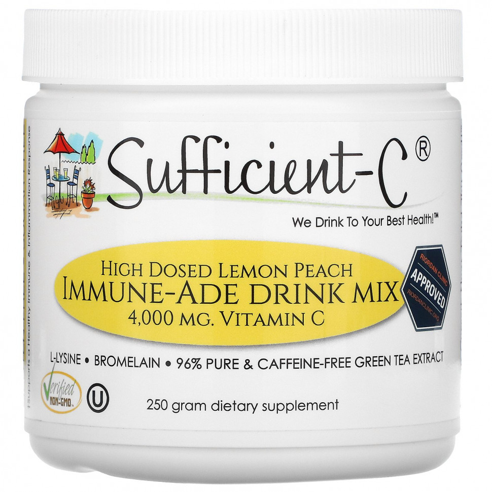  Sufficient C, High Dosed Immune-Ade Drink Mix, Lemon Peach , 4,000 mg , 250 g    -     , -, 