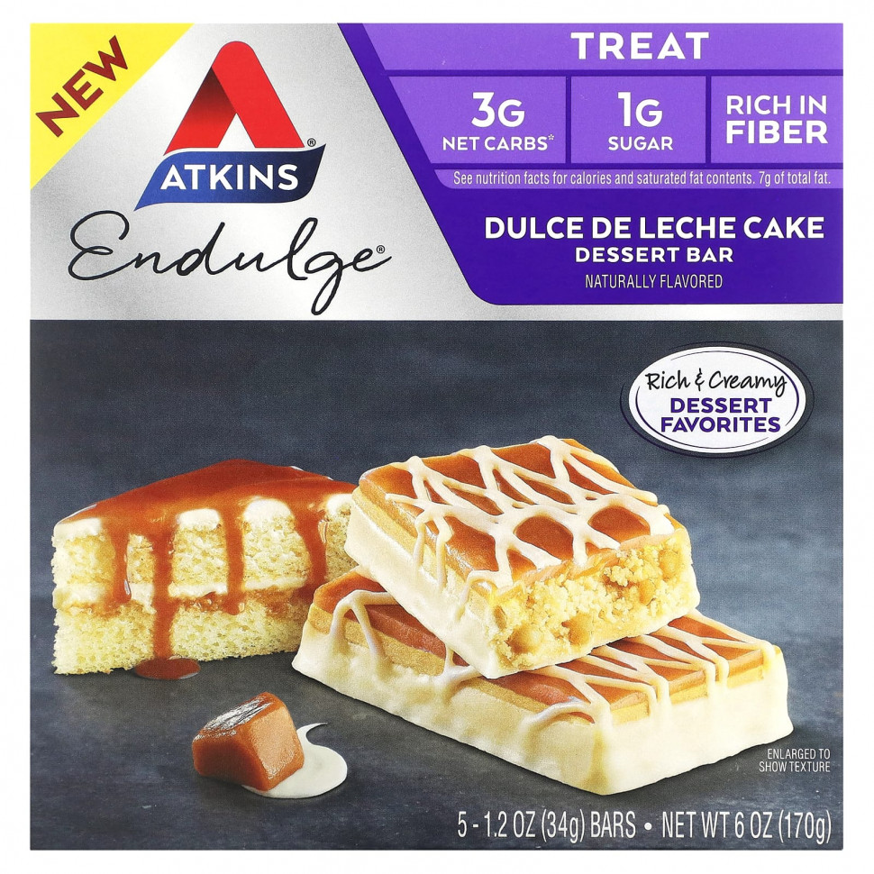 ���� Atkins, Treat, Endulge, ��������� ��������, ���� Dulce De Leche, 5 ���������� �� 34 � (1,2 �����)  Iherb (������) ������ ������