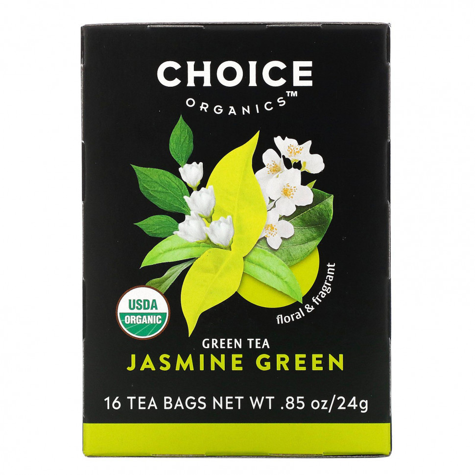  Choice Organic Teas, Green Tea, Organic Jasmine Green, 16 Tea Bags, .85 oz (24 g)    -     , -, 