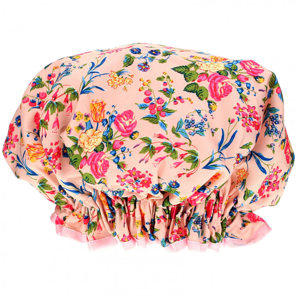  The Vintage Cosmetic Co., Shower Cap, Pink Floral Satin, 1 Count    -     , -, 