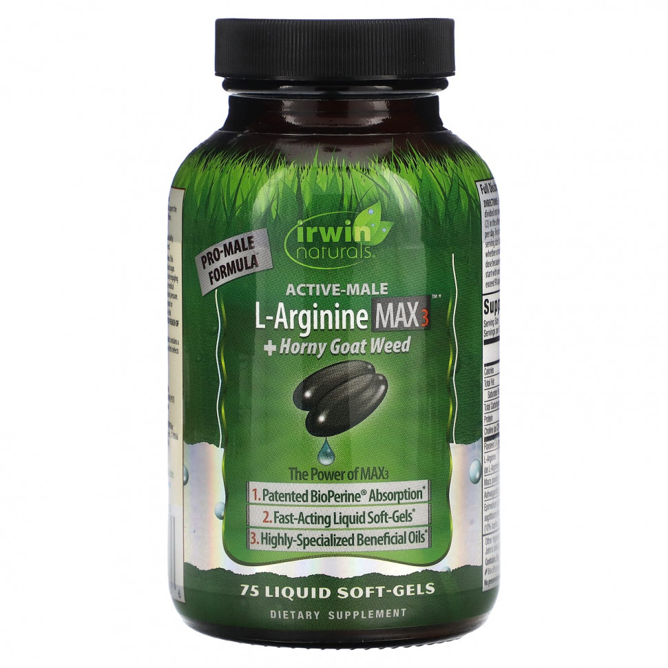  Irwin Naturals, Active-Male, L- Max3 + Horny Goat Weed, 75      -     , -, 